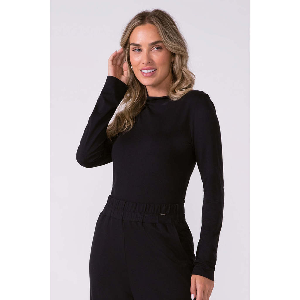 Blusa Feminina Gola Alta Lisa Marialícia Preto em Oferta na Shopee