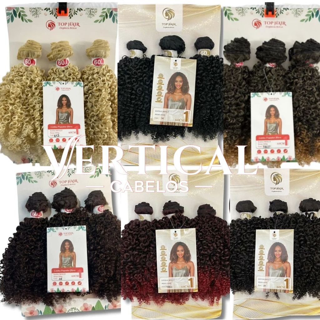 Cabelo Goivo Cacheado Orgânico Bio Fibra com 3Telas 60cm 300g Top Hair MOLLY