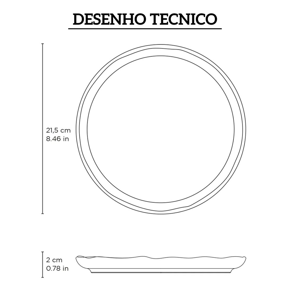 Prato De Sobremesa Bio Preto Matte 21,5Cm Porto Brasil — imagem 2 de 2