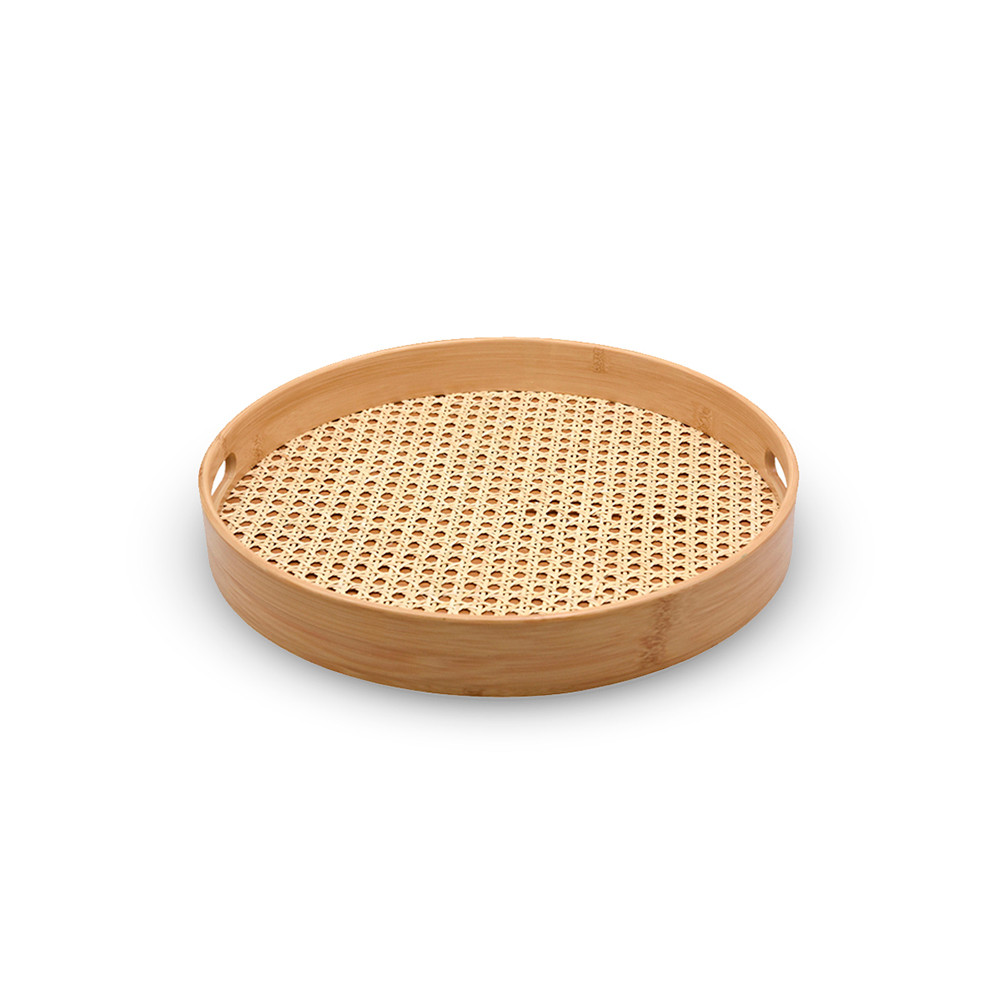 Bandeja Em Bambu Redonda Vazada 35cm - Oikos