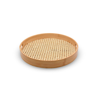 Bandeja Em Bambu Redonda Vazada 35cm - Oikos