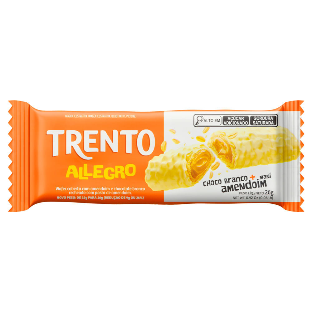 Chocolate Trento Allegro Choco Branco com Amendoim 35g em Oferta na Shopee