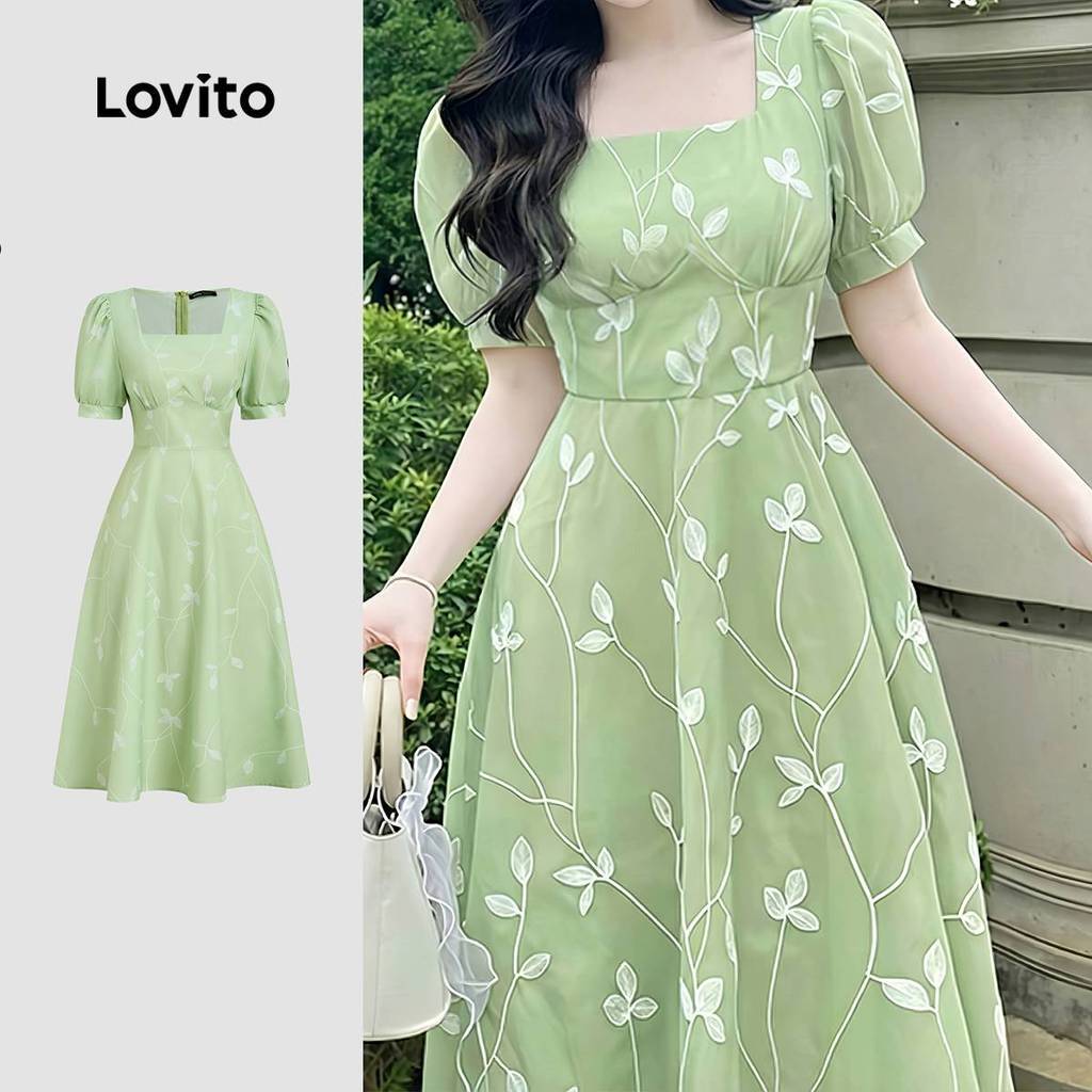 Lovito  Vestido Casual Plissado Primavera/verão para Mulheres L171ED316