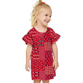 Vestido Infantil Menina Mix Floral Elian Vermelho em Oferta na Shopee