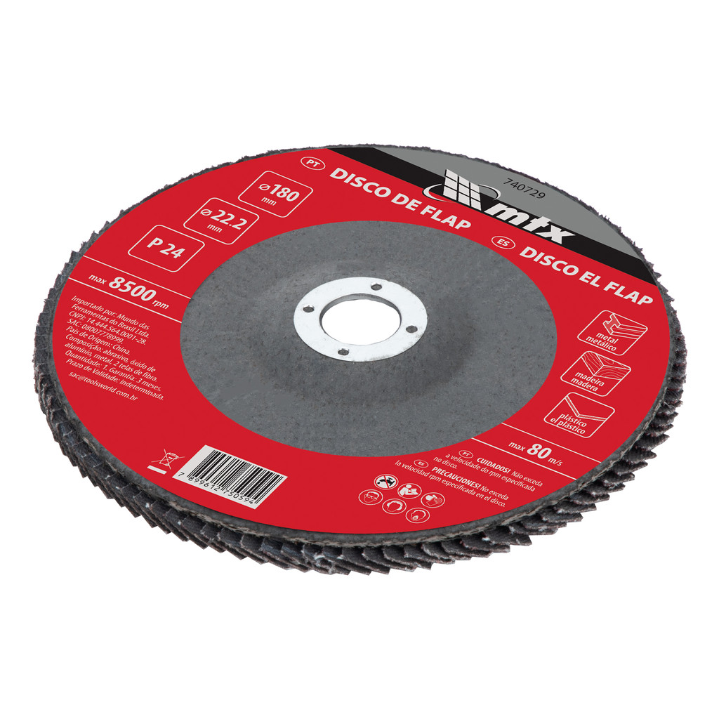 Disco Flap Grão 24 180 x 22,2MM 1 Peça MTX