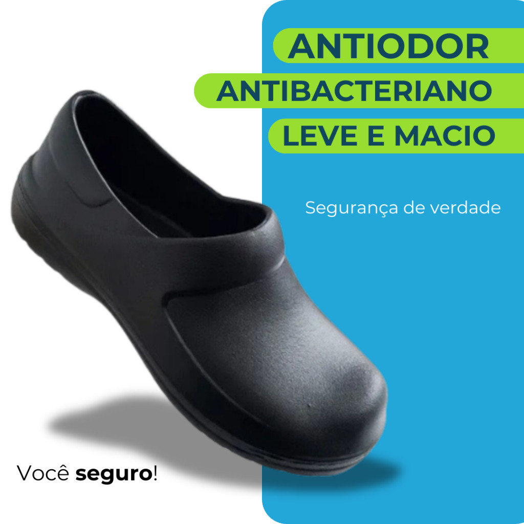 Sapato Fechado EPI 100% Super Leve Enfermeiro, Cozinheira, Copeira Açougueiro Area da Saude