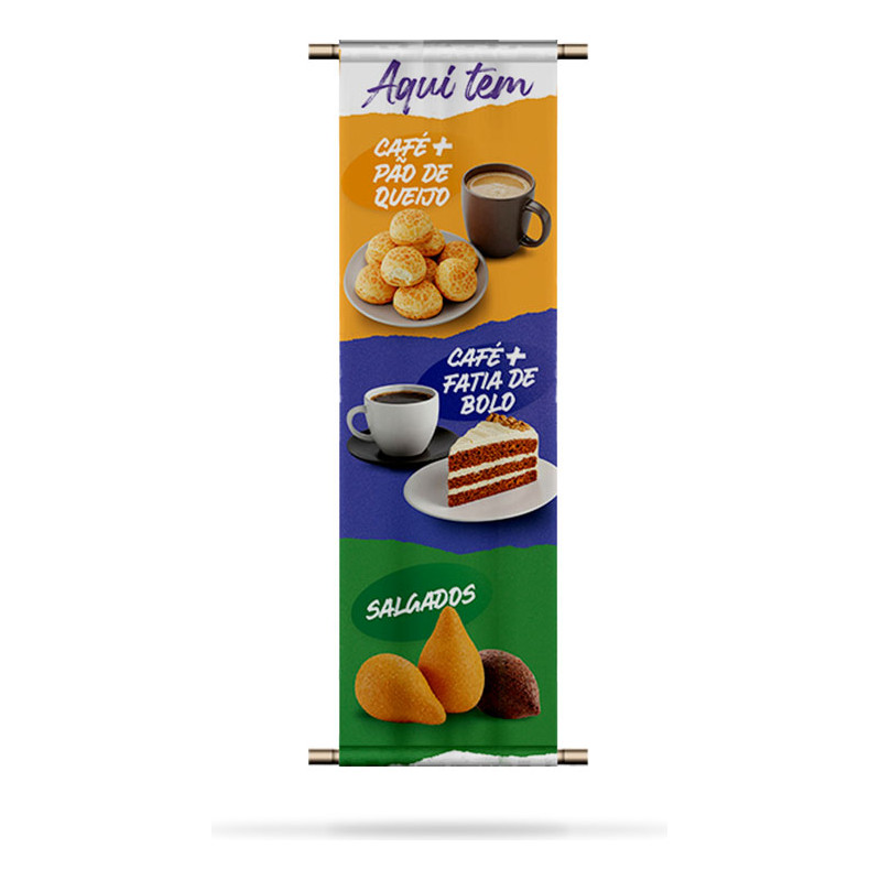 Banner Faixa Cafeteria Salgadinho Café e Bolo - 1 x 0,30 cm