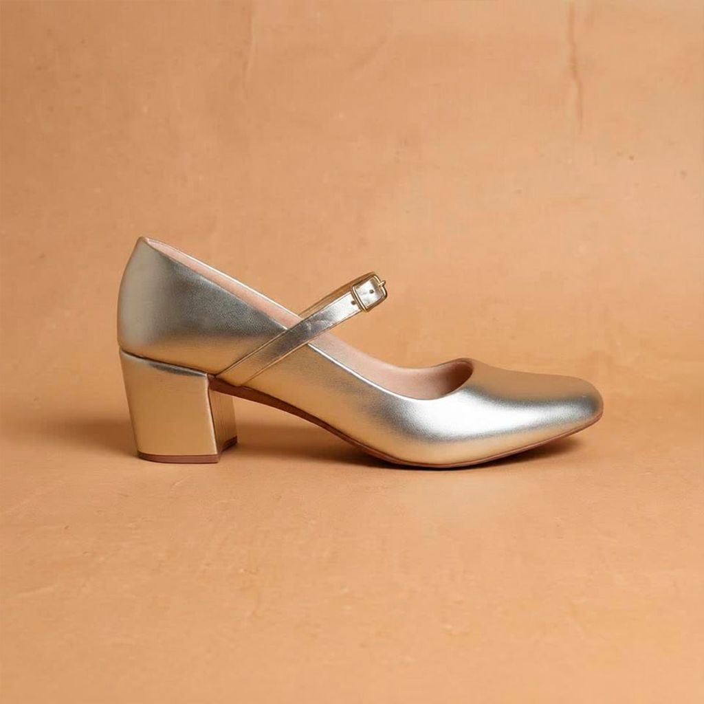 Scarpin Feminino Boneca Salto Bloco Baixo Médio 5cm Confortável Bico Quadrado Liso Fivela Mary jane