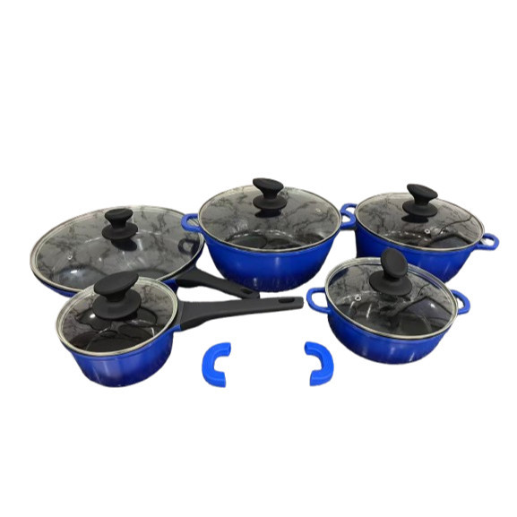 Conjunto de panelas de cerâmica com 12 peças e tampa de vidro, conjunto moderno de panelas de indução a gás