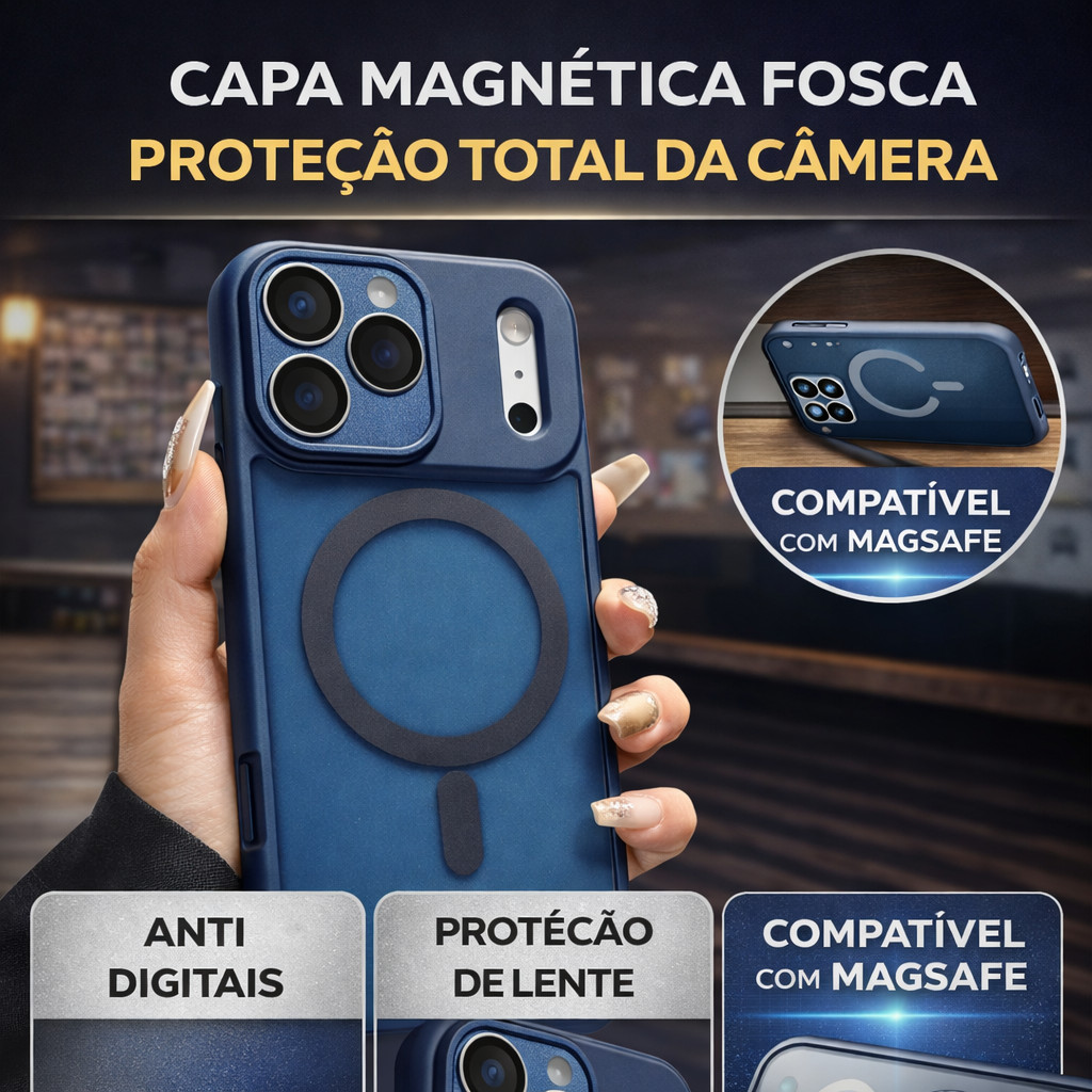 Capa Magsafe Para iPhone 11 12 13 14 15 16 17 Pro Max / 17 Air / 16E Magnética Fosca Translúcida em Oferta na Shopee