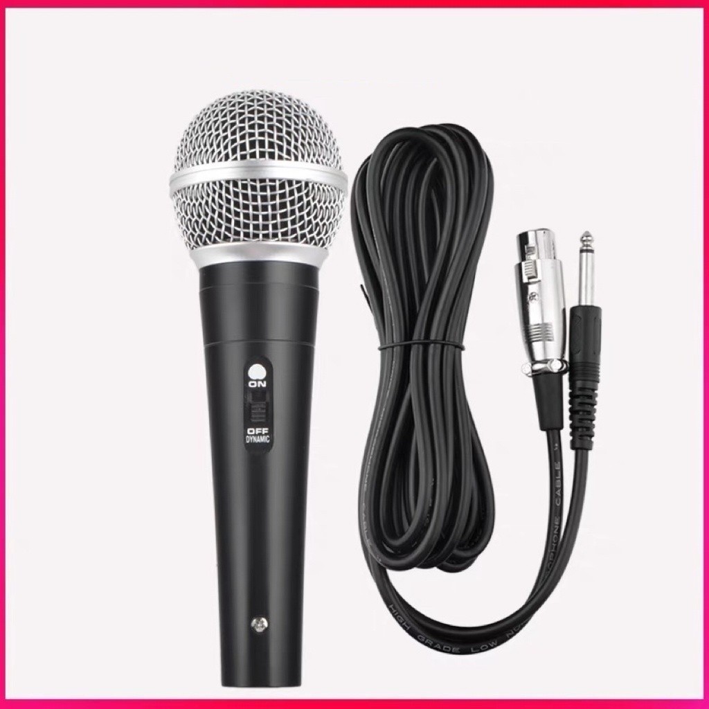 Microfone Profissional Com Cabo M-58 Sm58 5 Metros Fios Chave Liga Desliga Saída P10