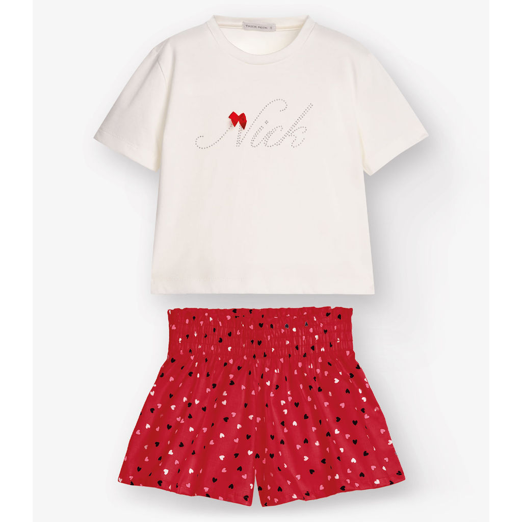 Conjunto Blusa com Shorts Menina Trick Nick Vermelho em Oferta na Shopee