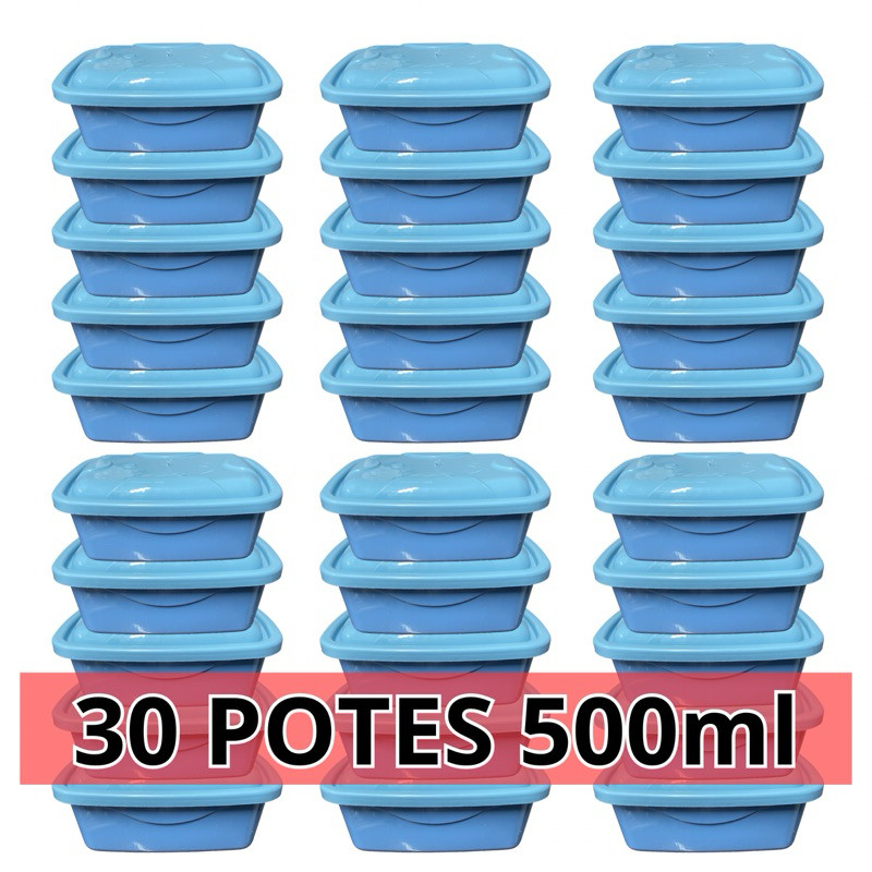 Potes Plástico Tapoer Azul ou Rosa Kit 5 até 30 unidades 500ml