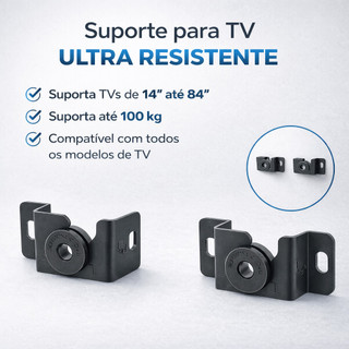 Suporte Fixo TV Parede Universal 14 a 84 Pol Suporta 100kg Smart LED LCD 4K Compatível Todas Marcas PPT