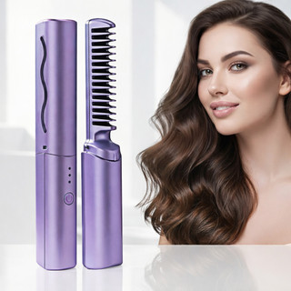 Escova Alisadora Sem Fio Portátil Mini Alisador de Cabelo Compacto para Viagem 3 Temperat…