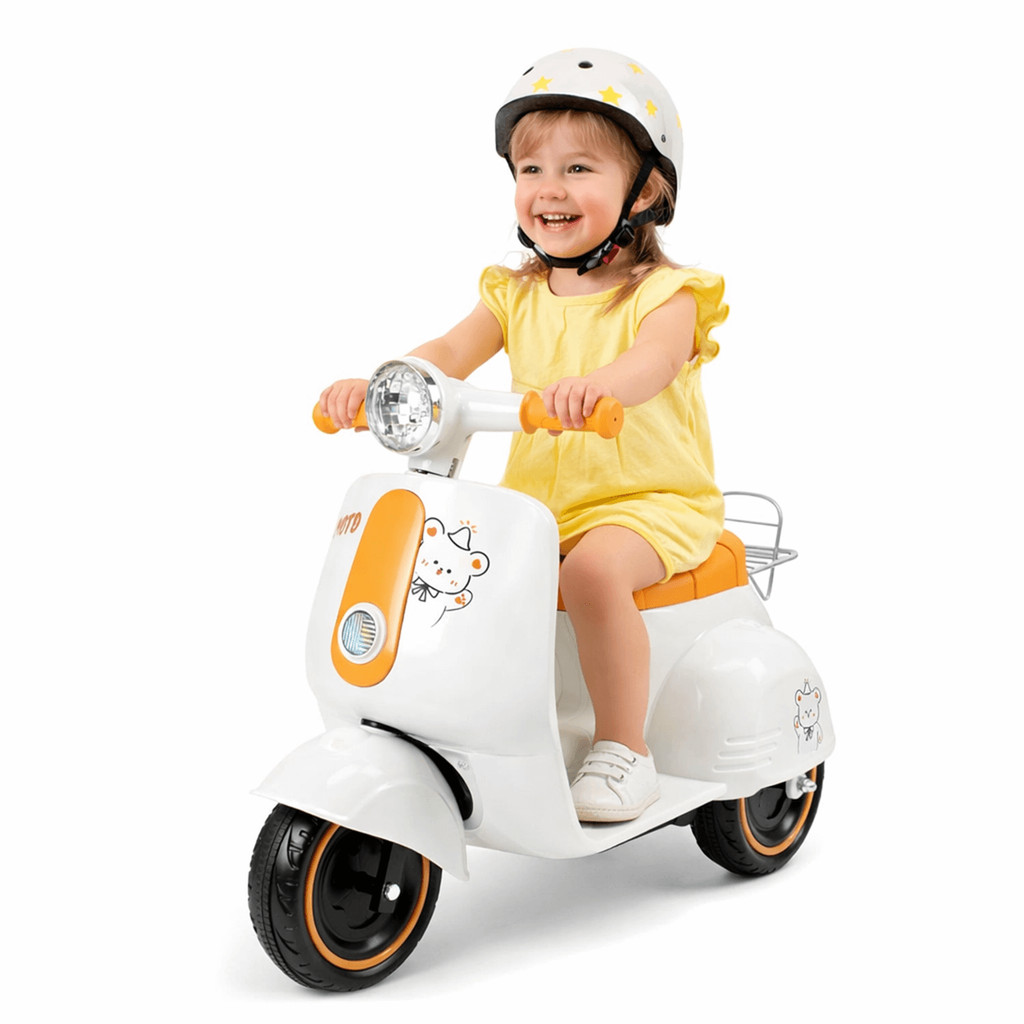 Triciclo Eletrico Infantil Maral Passeio Scooter Avespa Branco 6V