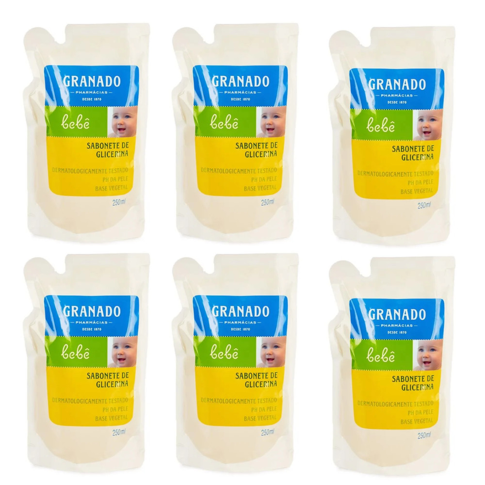 Kit C/6 Sabonete Liquido Neutro Bebê Granado Refil 250ml