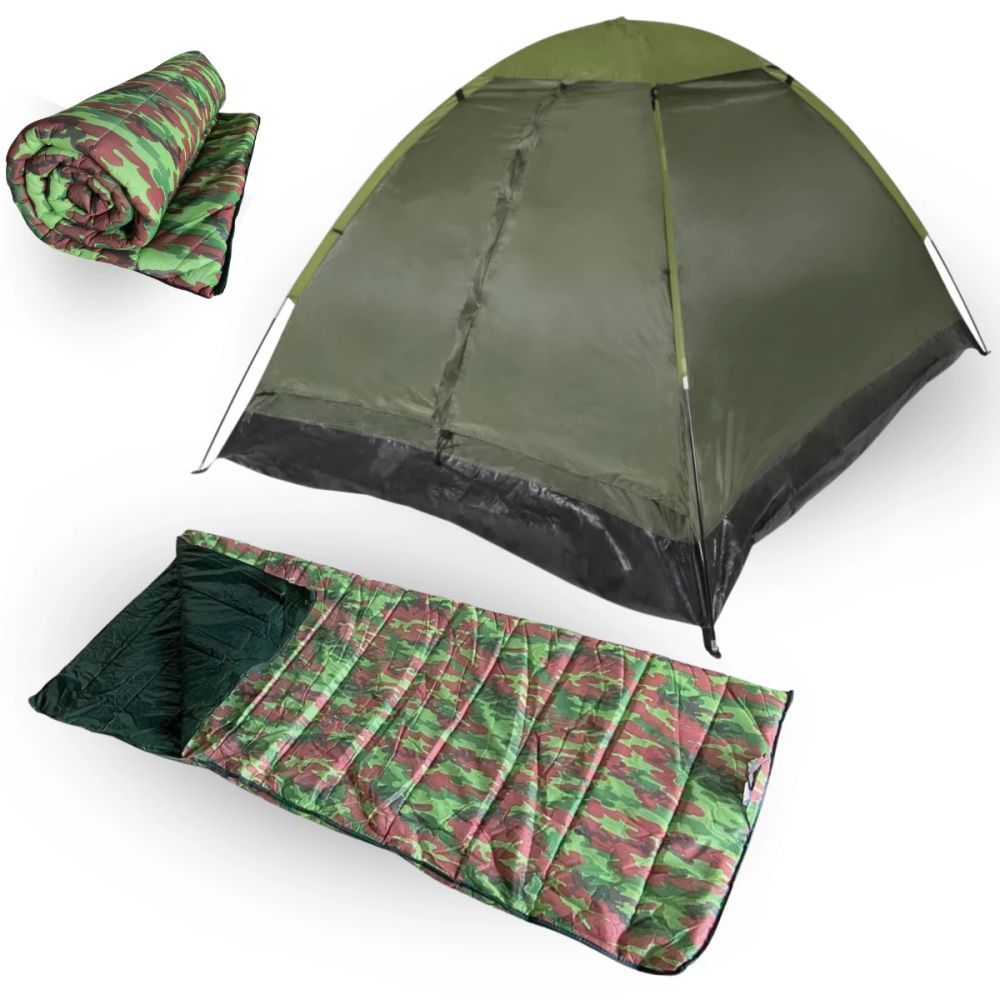 Kit Camping Barraca 3 Pessoas Coluna D Agua 300mm Pantanal + Saco de Dormir Solteiro Acampamento