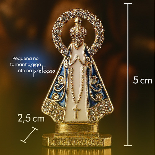 Kit 12 Imagem Nossa Senhora Aparecida Painel Carro Dupla Face Dourado