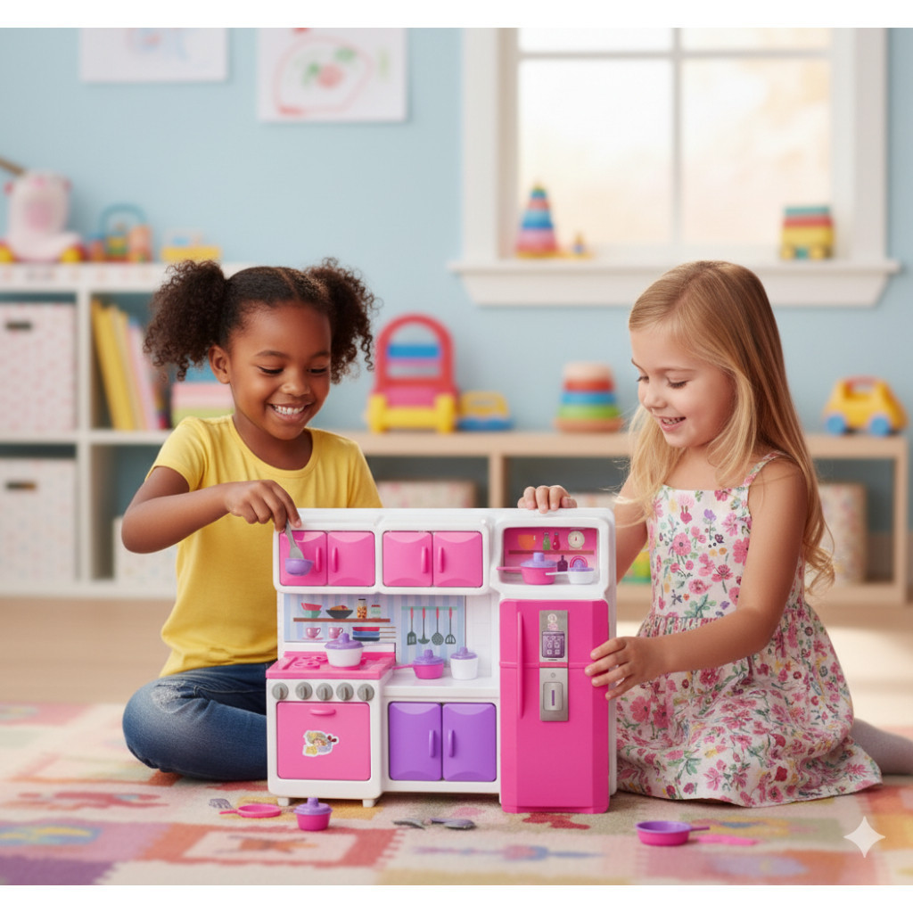 Mini Cozinha Compacta Infantil Fogão Geladeira Armário Brinquedo Educativo Criança Achadinhos