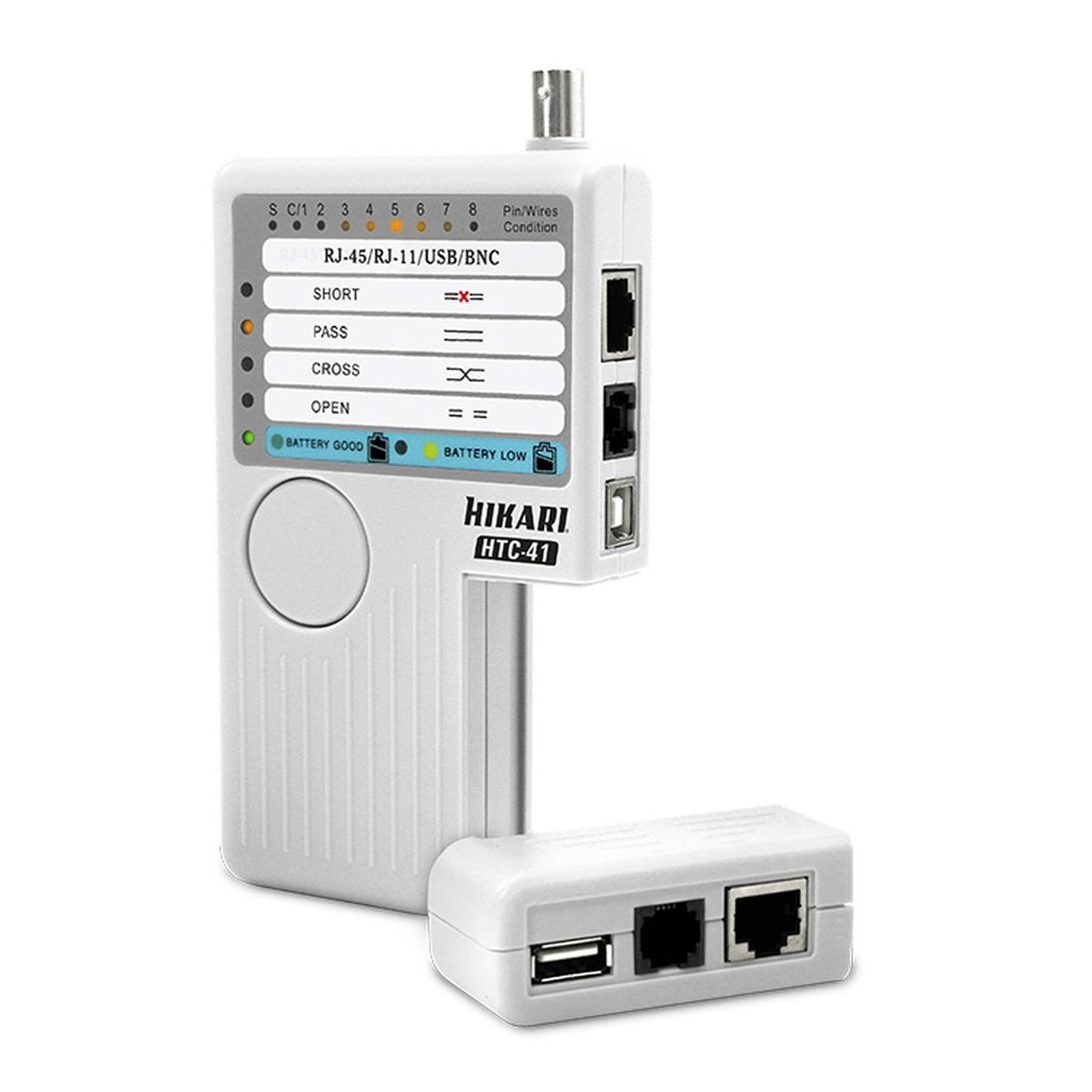 Testador de cabos Hikari RJ45, RJ11, BNC e USB HTC-41