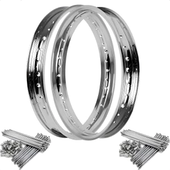 Par Aro Cromado Dianteiro + Traseiro + Par Jogo Raio Inox 3,5mm Titan Fan 125 150 160 Freio Tambor