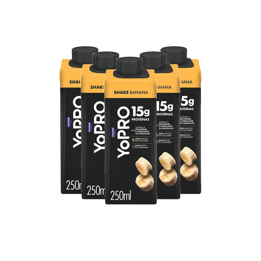 Kit 5 YoPRO Bebida Láctea UHT Banana 15g de proteínas 250ml