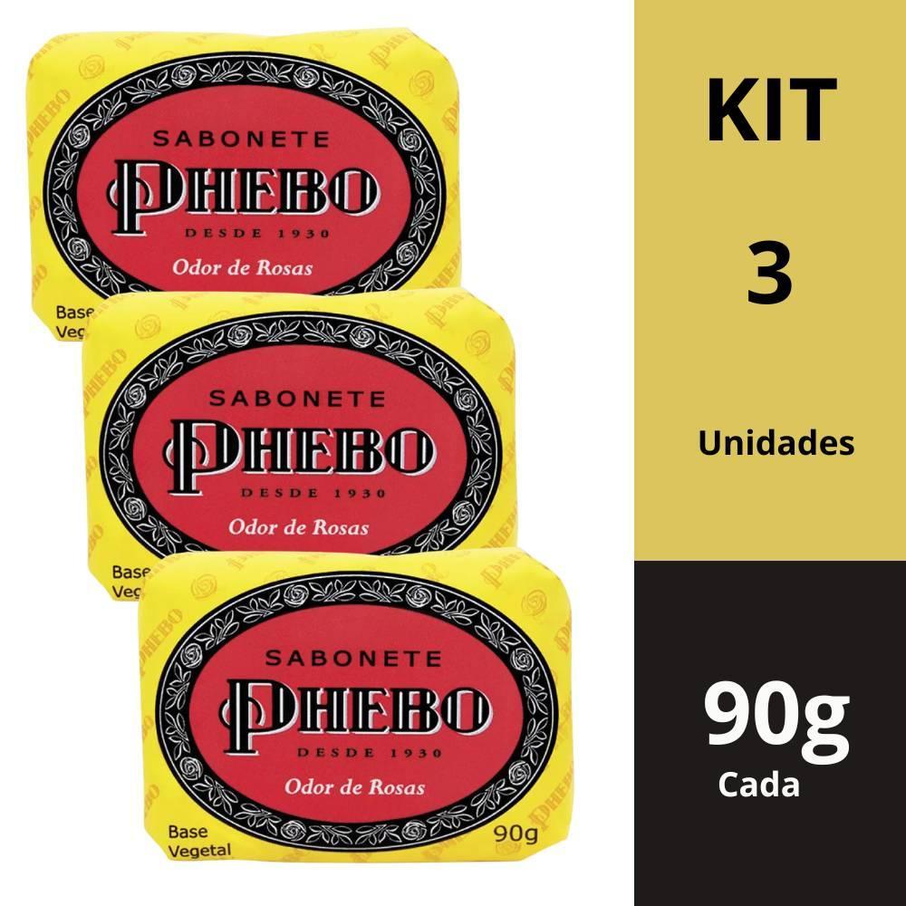 Sabonete Phebo Odor De Rosas Kit 3 Unidades 90g Cada em Oferta na Shopee