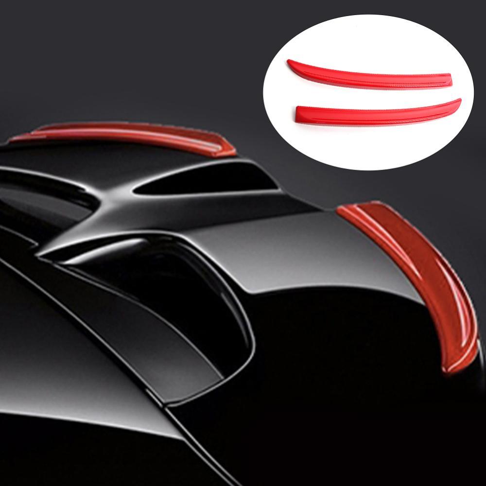 TKEY 2 Pçs Spoiler Traseiro Do Carro Extensão Lábio Barbatanas Vermelho Fibra De Carbono Cor Preta Estilo Peça Automóvel