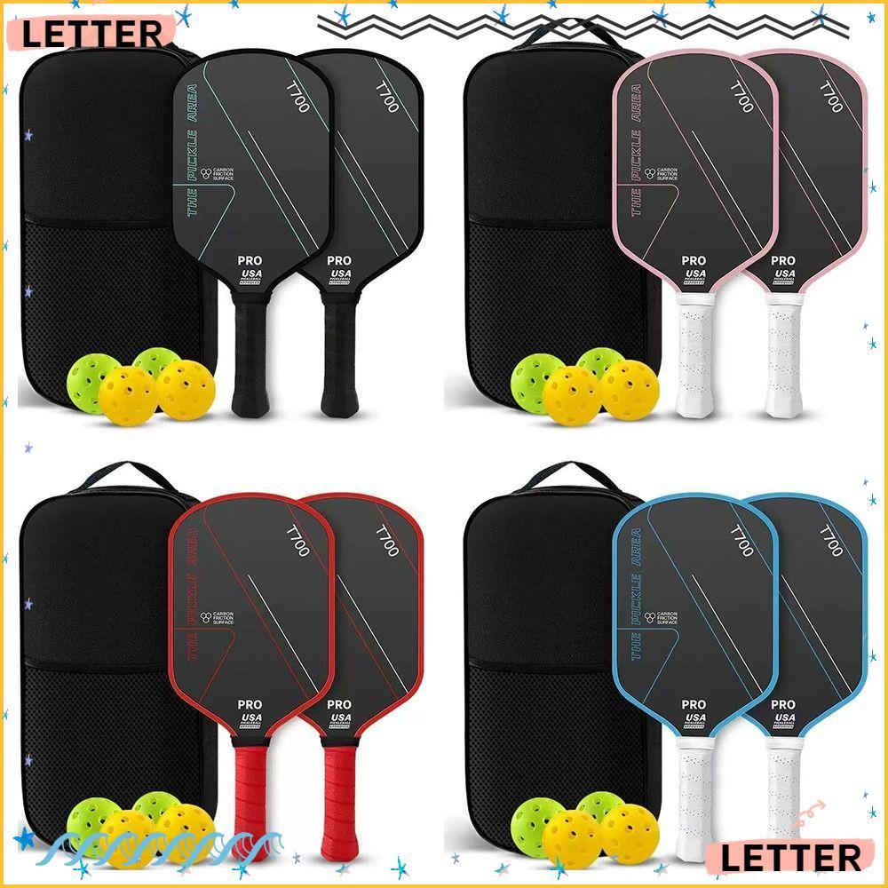 Pá De Pickleball Com Letras , Conjunto De Raquetes De Fibra De Carbono T700 , Superfície Fosca , Bola De Picles De 16 Mm