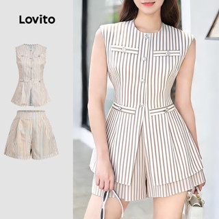 Lovito Elegant Tops ou Bottoms com Zíper Botão Frontal Bolso Falso Primavera/Verão khaki top para Mulheres L178LD2014 em Oferta na Shopee