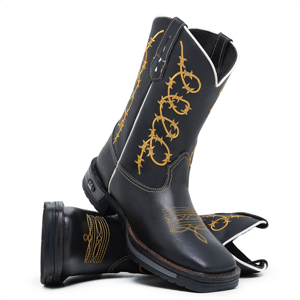 Bota Texana Masculina Bico Quadrado Com Sola Jump!