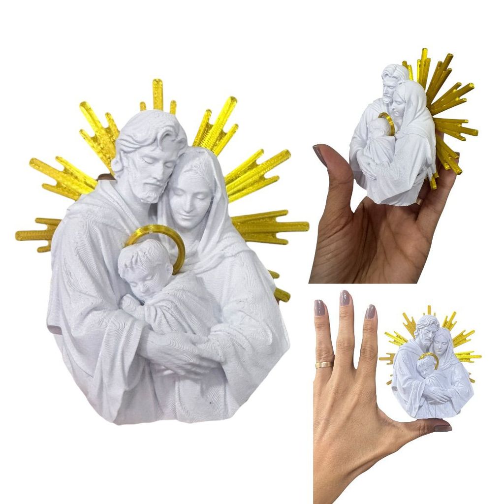 Sagrada Família 3D Decorativa Religiosa | Imagem Católica para Oratório Casa Presente Espiritual Decoração Premium