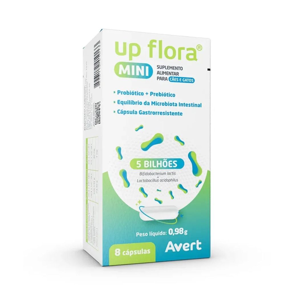 Up Flora Mini Suplemento Para Cães e Gatos Com 8 Cápsulas