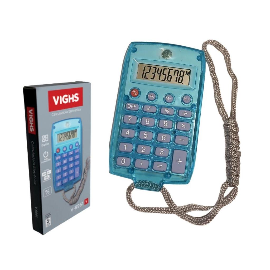 Kit 2 Calculadoras de Bolso com Cordão Vighs V-8961-8