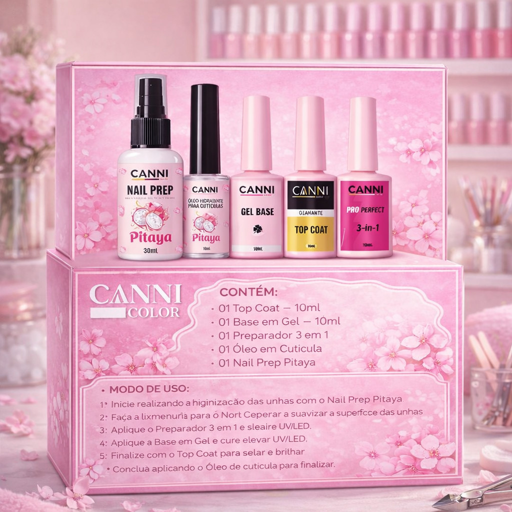 kit blindagem de unha de gel base em gel acrigel canni color kit original lançamentotop coat base gel canni