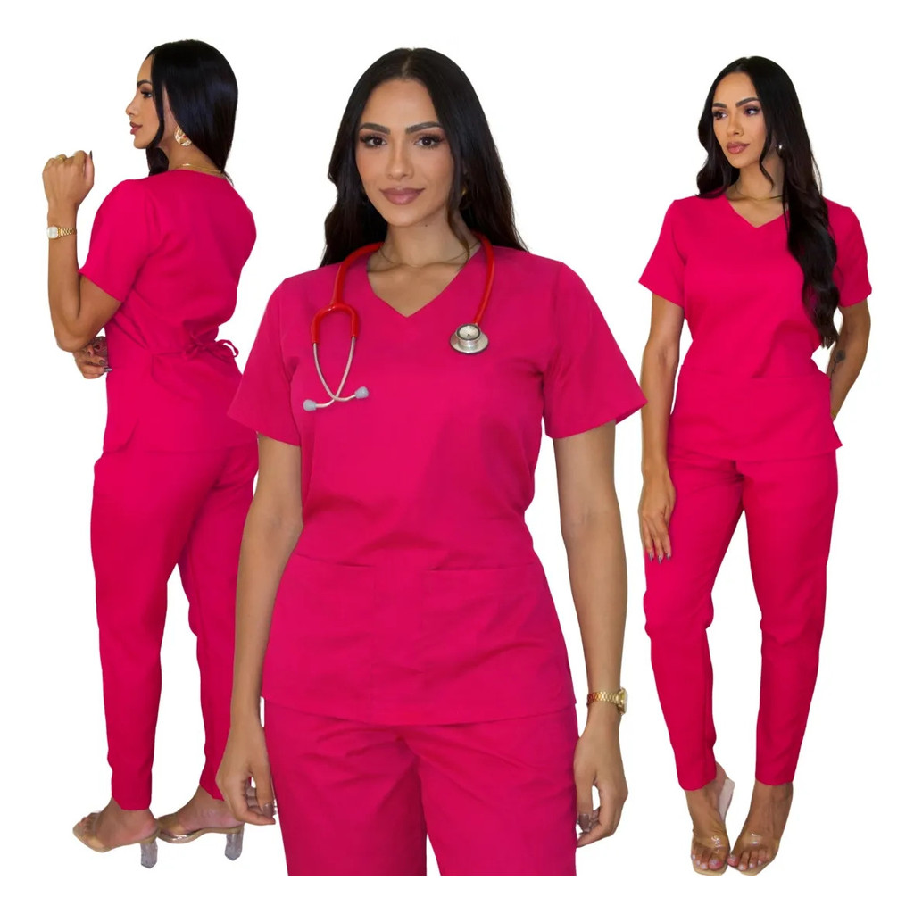 Pijama Hospitalar Scrub Conjunto Oxford Uniforme Cirúrgico Profissional Feminino