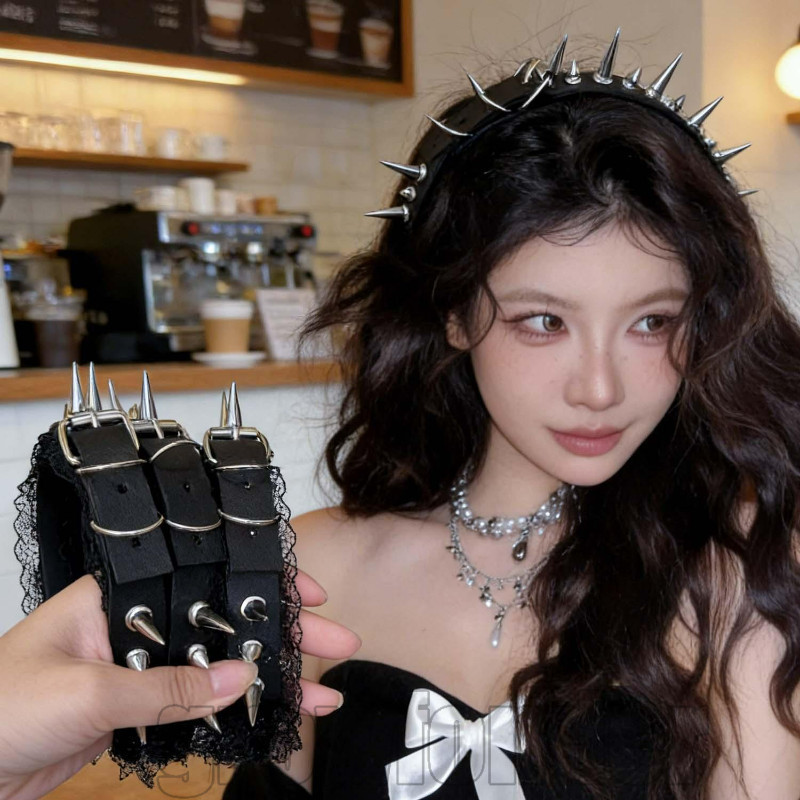 Tiara De Renda Com Rebite Estilo Gótico-Para Mulheres E Meninas-Cocar De Cosplay-Ferramenta De Penteado DIY-Faixa De Cab