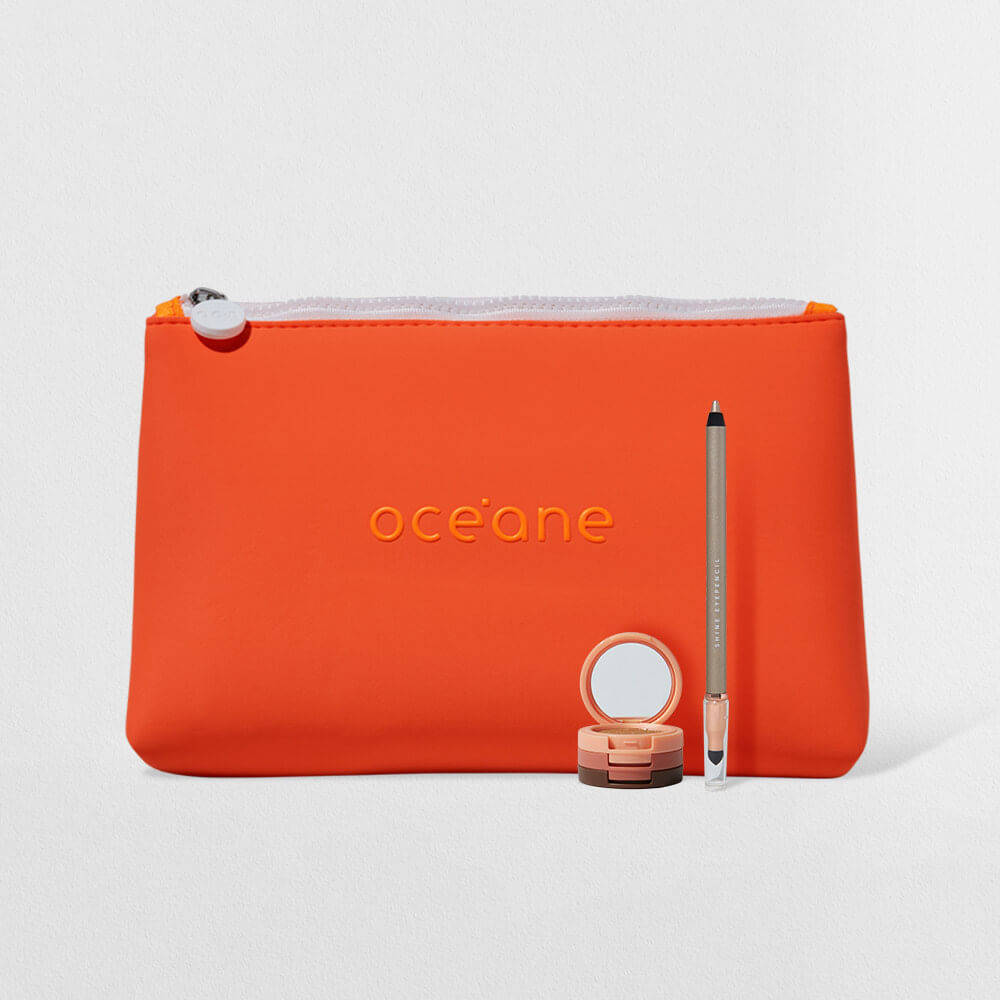 Kit Trio de Sombras Cooper Shine + Lápis para Olhos Dourado + Nécessaire Neoprene Laranja 4you (3 Produtos)
