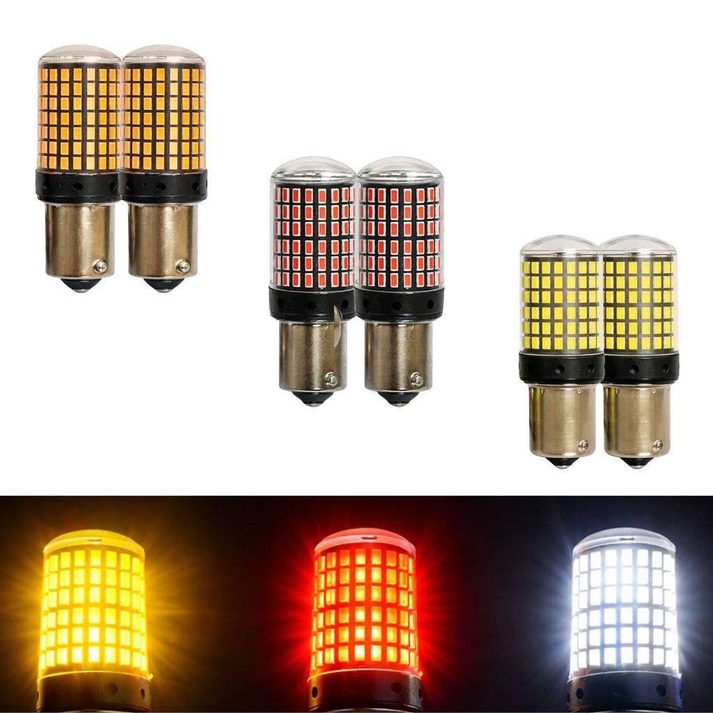 Kit 144 Leds Seta Pisca BAU15S âmbar vermelha e branca Cambus 44w 1156