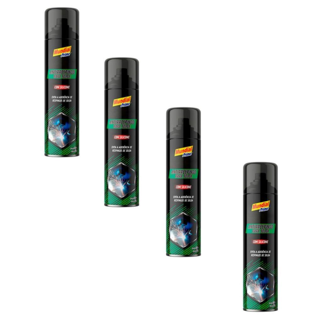 Kit 4 Antirrespingo De Solda 400ml Com Silicone Spray Anticorrosivo 280g - Mundial Prime