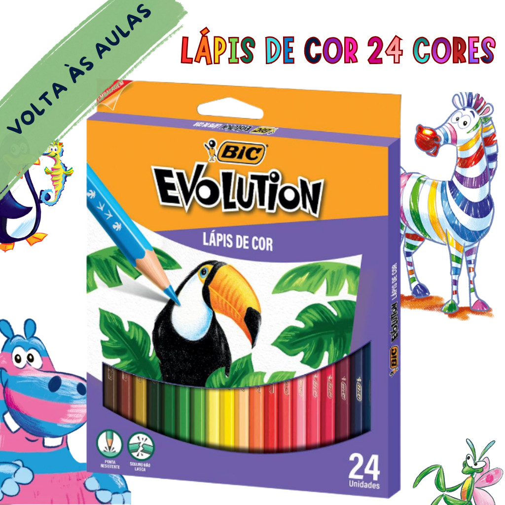 Lápis de Cor de 24 Cores BIC Evolution - Cores Vibrantes – Promoção