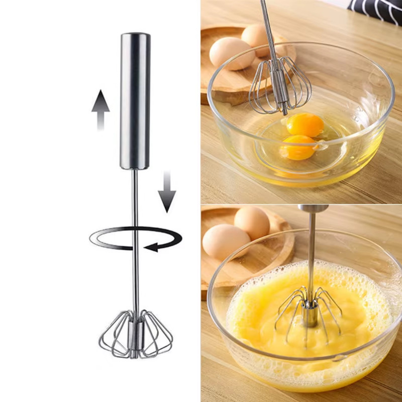 Batedor Ovos Fue Giratório Mixer Fouet Semi Automático Inox
