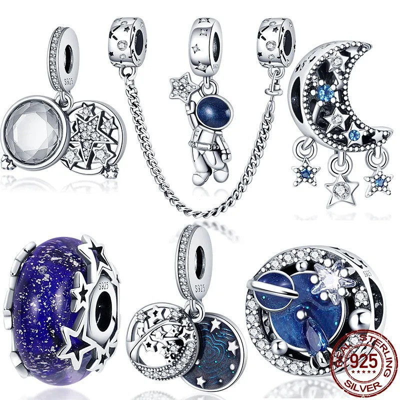 Charme Romântico Céu Estrelado Contas Lua Estrela Série Pingente Adequado Para DIY Pulseira Acessórios Jóias Requintadas