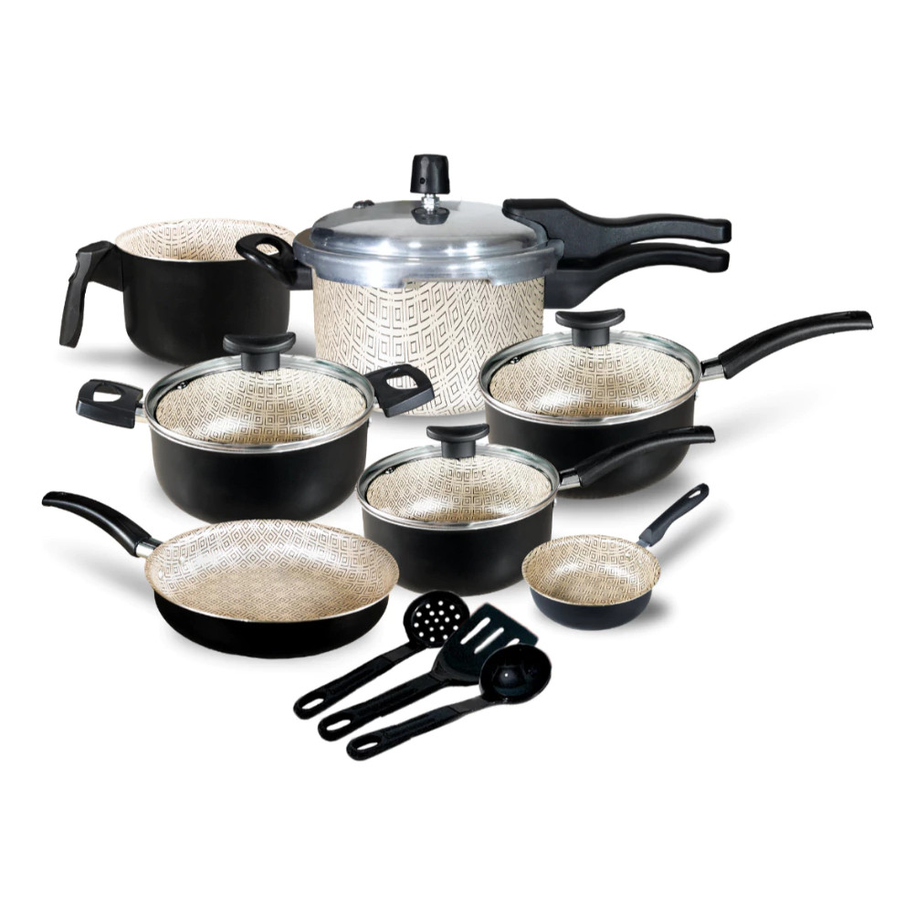 Conjunto De Panelas Lisboa Com Panela De Pressão Fechamento Externo