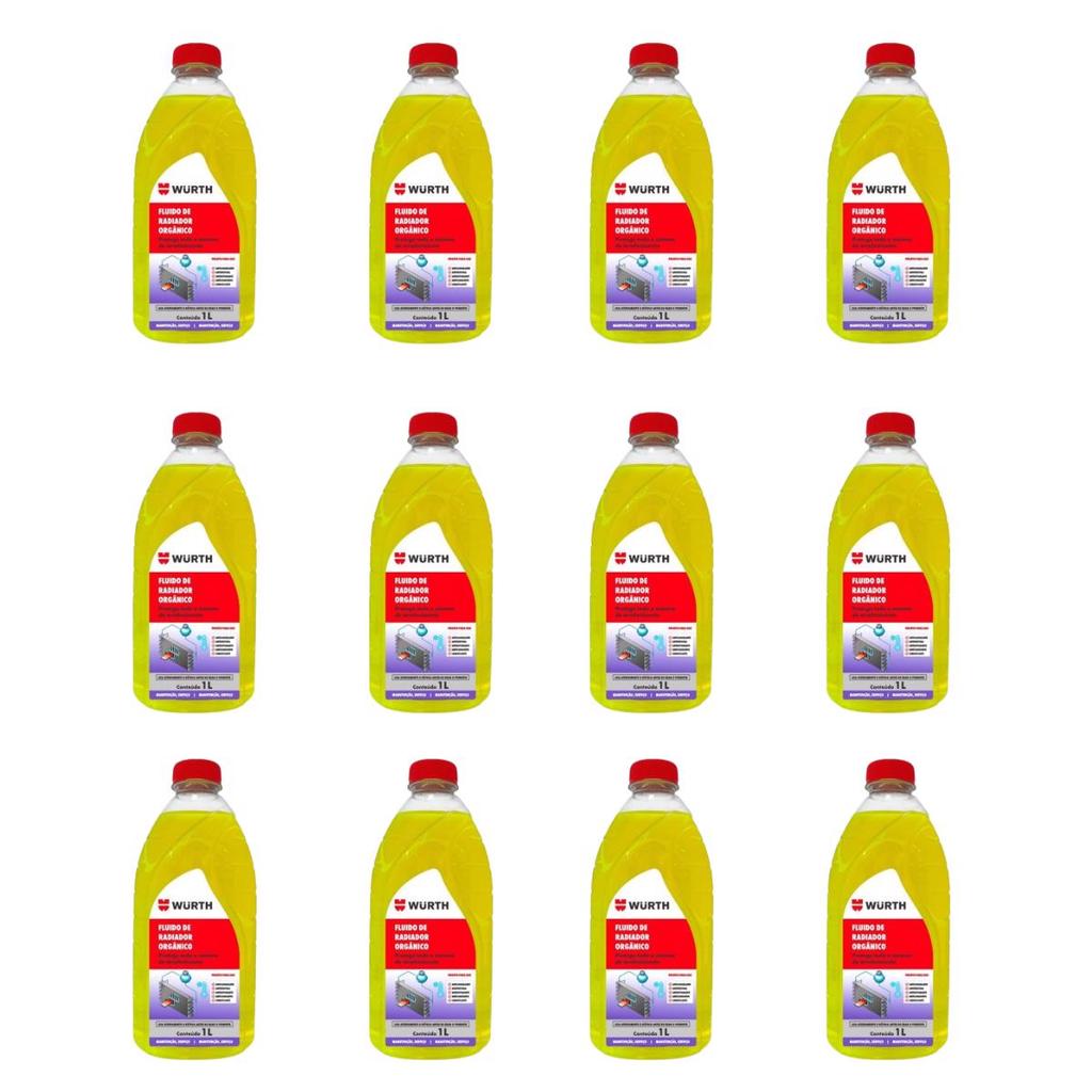 Kit 12 Aditivo Fluido Radiador Orgânico Amarelo Pronto P/Uso Wurth kit12-0893556013