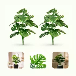 Kit 2 Planta Artificial Costela de Adão Decoração Sem Vaso