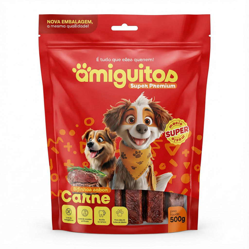 Petisco para Cães Amiguitos Super Premium Bifinho Carne 500g