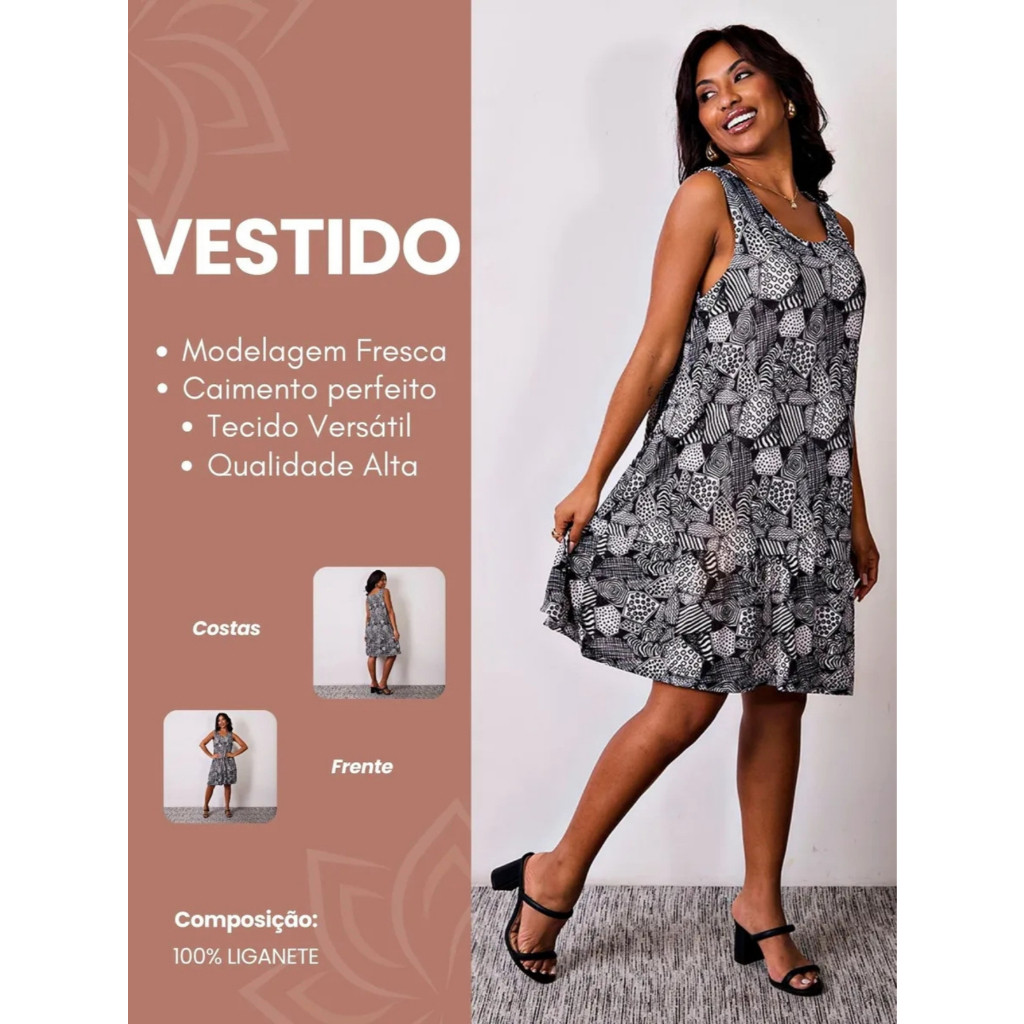 Vestido Regata Soltinho Com Babado Estampado Floral Casual Confortável Dia A Dia