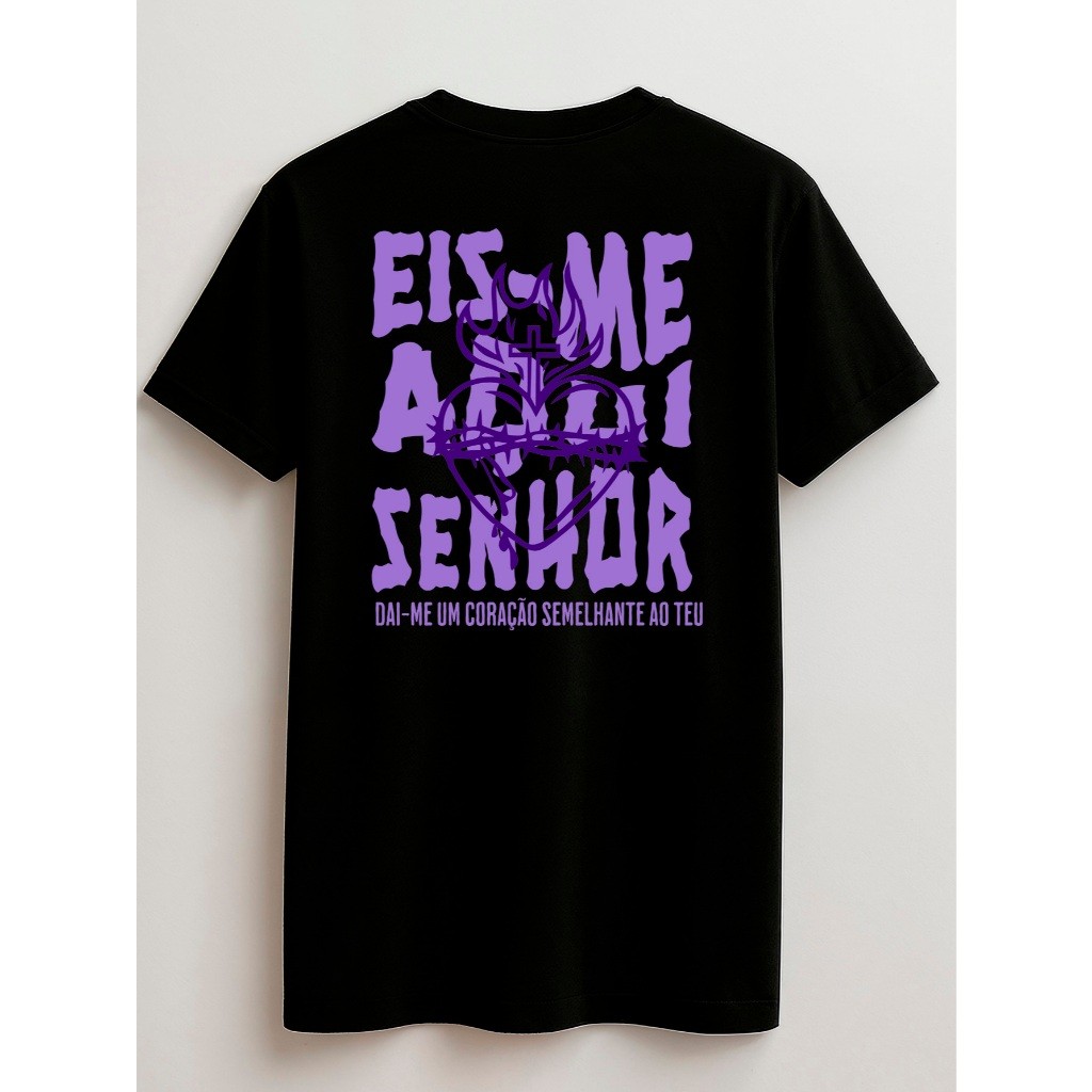 Camiseta Gospel Juvenil e Infantil 2 ao 16 anos Eis me aqui senhor Unissex
